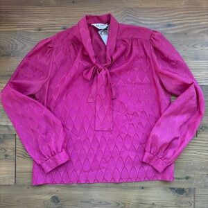 SOLD!!Vintage Blair scale print blouse with bowtie neckline